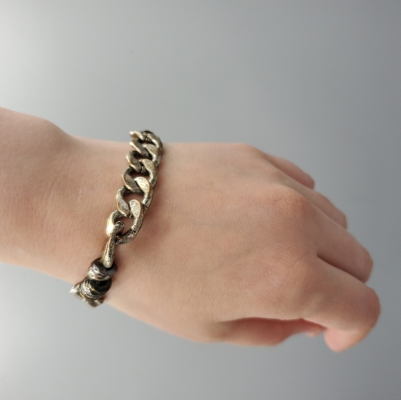 Cuban Link Silver Antique Finish Bracelet - Picture 3 of 6